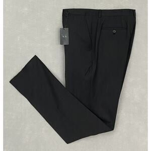 Armani Exchange Men's 40W Dress Pant Flat Front Raw Hem Stretch Wool Gray NEW g
